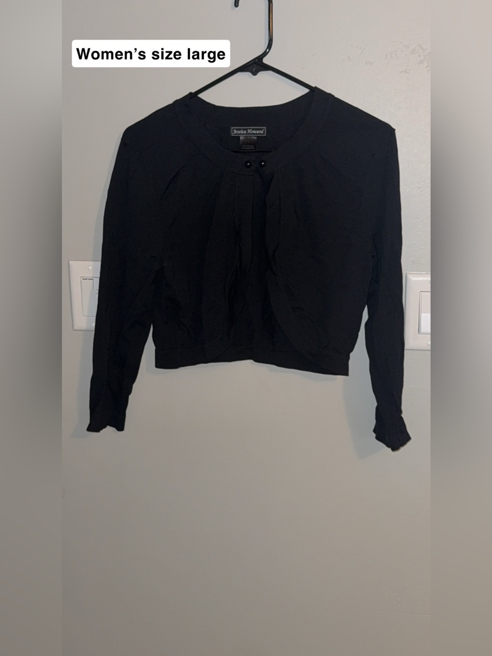 Jessica Howard Black Cropped Cardigan - Long Sleeve Women's Top